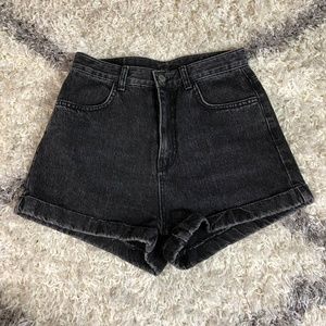High Waisted Black Wash Denim Shorts